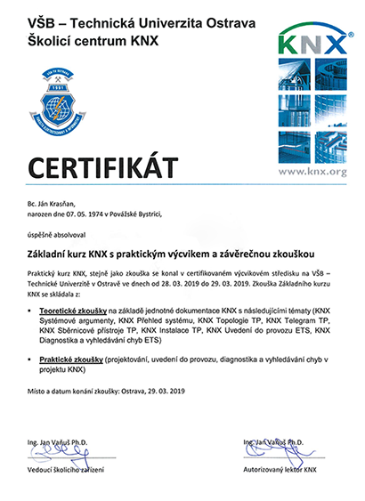 SIEMENS certifikát